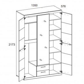 Шкаф 3D2S Z OSKAR , цвет дуб Санремо в Карталах - kartaly.ok-mebel.com | фото 3