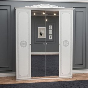 Шкаф 4-х дверный с зеркалами (12.244) Грация (белый/серебро) в Карталах - kartaly.ok-mebel.com | фото