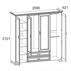 Шкаф 4D2S Z, TIFFANY, цвет вудлайн кремовый в Карталах - kartaly.ok-mebel.com | фото