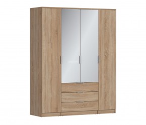Шкаф 4х дверный с зеркалами Николь СБ-2595/1 (Дуб Сонома) в Карталах - kartaly.ok-mebel.com | фото