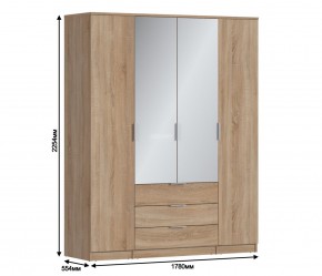 Шкаф 4х дверный с зеркалами Николь СБ-2595/1 (Дуб Сонома) в Карталах - kartaly.ok-mebel.com | фото 3