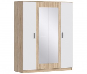 Шкаф 4х дверный с зеркалами Уют СБ-2750/1 (Дуб Сонома/Белый) в Карталах - kartaly.ok-mebel.com | фото