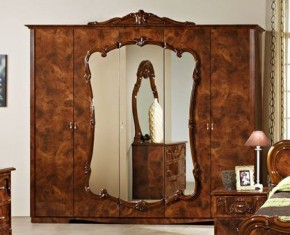 Шкаф 5-и дверный с зеркалами (20.145) Тициана (орех) в Карталах - kartaly.ok-mebel.com | фото