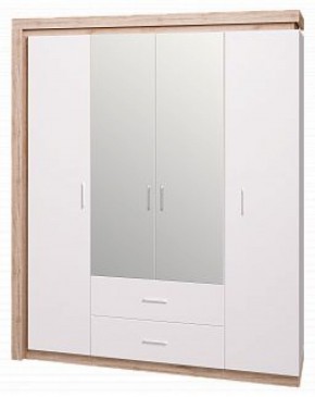 Шкаф для одежды с ящиками 4-х створчатый с зеркалом Люмен 16 в Карталах - kartaly.ok-mebel.com | фото