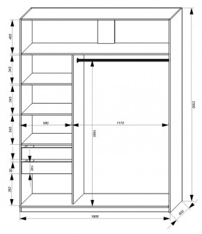 Шкаф-купе 1800 серии SOFT D1+D3+B2+PL1 (2 ящика+1штанга) профиль «Графит» в Карталах - kartaly.ok-mebel.com | фото 3