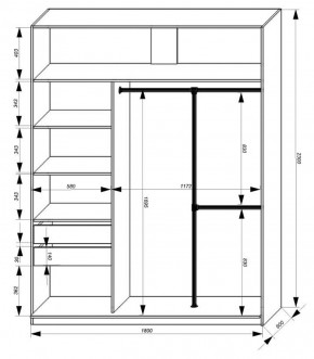 Шкаф-купе 1800 серии SOFT D8+D2+B2+PL4 (2 ящика+F обр.штанга) профиль «Графит» в Карталах - kartaly.ok-mebel.com | фото 3