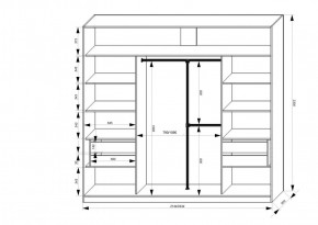 Шкаф-купе 2150 серии NEW CLASSIC K4+K4+K4+B22+PL4(по 2 ящика лев/прав+F обр.штанга) профиль «Капучино» в Карталах - kartaly.ok-mebel.com | фото 3