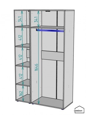 Шкаф Linnea MHR-3-1 2050х1200х510 (ДВ-М 11.1.25) в Карталах - kartaly.ok-mebel.com | фото 3