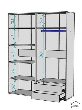 Шкаф Linnea MHR-4-2 2050х1600х510 (ДВ-М 11.1.25) в Карталах - kartaly.ok-mebel.com | фото 3