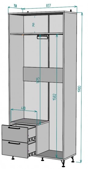 Шкаф Лофт H153 в Карталах - kartaly.ok-mebel.com | фото 2