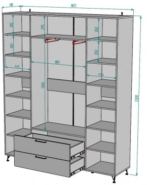 Шкаф Лофт H61 в Карталах - kartaly.ok-mebel.com | фото 2