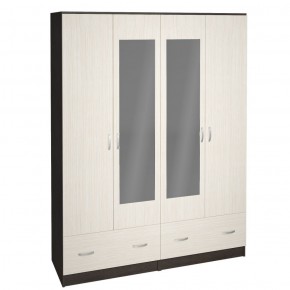 Шкаф Ронда ШК-4 с зеркалом (венге/беленый дуб) в Карталах - kartaly.ok-mebel.com | фото