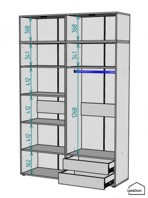 Шкаф с антресолью Linnea MHR-4A-2 2450х1600х510 (ДВ-М 11.1.25) в Карталах - kartaly.ok-mebel.com | фото 3