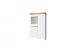 Шкаф с витриной 1V2D, TAURUS, цвет белый/дуб вотан в Карталах - kartaly.ok-mebel.com | фото