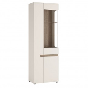 Шкаф с витриной 3D/TYP 01P, LINATE ,цвет белый/сонома трюфель в Карталах - kartaly.ok-mebel.com | фото 1