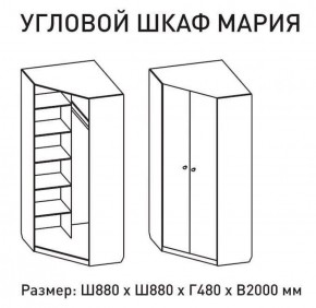 Шкаф угловой Мария 880*880 (ЛДСП 1 кат.) в Карталах - kartaly.ok-mebel.com | фото 2