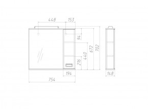 Шкаф-зеркало Cube 75 Эл. Правый Домино (DC5009HZ) в Карталах - kartaly.ok-mebel.com | фото 3