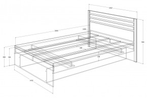 Спальный гарнитур Лиана (Дуб Крафт Белый/Графит) в Карталах - kartaly.ok-mebel.com | фото 2