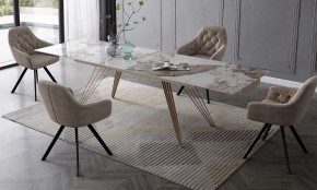 Стол ACERRA NEW 160 GLOSS LUXURY PANDORA SOLID CERAMIC/ каркас цвета шампань, ®DISAUR в Карталах - kartaly.ok-mebel.com | фото 3