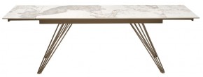 Стол ACERRA NEW 160 GLOSS LUXURY PANDORA SOLID CERAMIC/ каркас цвета шампань, ®DISAUR в Карталах - kartaly.ok-mebel.com | фото 5
