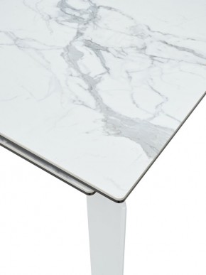 Стол CORNER 120 HIGH GLOSS STATUARIO керамика, стекло/ белый каркас, ®DISAUR в Карталах - kartaly.ok-mebel.com | фото 2