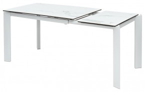 Стол CORNER 120 HIGH GLOSS STATUARIO керамика, стекло/ белый каркас, ®DISAUR в Карталах - kartaly.ok-mebel.com | фото 3