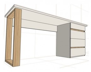 Стол письменный с тумбой 4 ящика (1650) в Карталах - kartaly.ok-mebel.com | фото 2