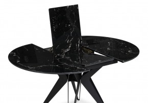 Стол стеклянный Рикла 110(150)х110х76 черный мрамор / черный в Карталах - kartaly.ok-mebel.com | фото 4