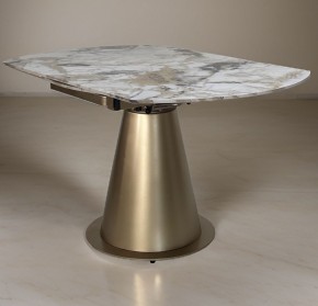 Стол TERAMO 135 GLOSS GRAND JADE SOLID CERAMIC, керамика, поворотн.механизм / Бронзовый, ®DISAUR в Карталах - kartaly.ok-mebel.com | фото