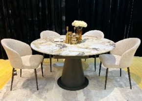 Стол TERAMO 135 GLOSS GRAND JADE SOLID CERAMIC, керамика, поворотн.механизм / Черный каркас, ®DISAUR в Карталах - kartaly.ok-mebel.com | фото 2