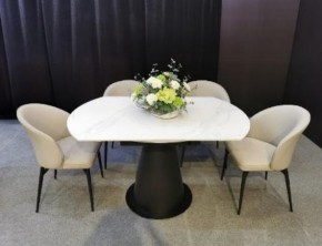 Стол TERAMO 135 GLOSS GRAND JADE SOLID CERAMIC, керамика, поворотн.механизм / Черный каркас, ®DISAUR в Карталах - kartaly.ok-mebel.com | фото 3