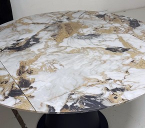 Стол TERAMO 135 GLOSS GRAND JADE SOLID CERAMIC, керамика, поворотн.механизм / Черный каркас, ®DISAUR в Карталах - kartaly.ok-mebel.com | фото 4