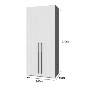 СТОУН С21 Шкаф 2-х створчатый (серый дуб/белый) в Карталах - kartaly.ok-mebel.com | фото 2