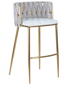 Стул барный DOBRIN EMMA GOLD, белый PU (T-01), белая ткань (F-49) в Карталах - kartaly.ok-mebel.com | фото