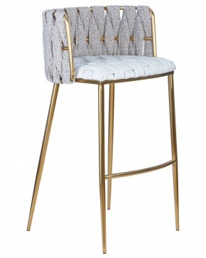 Стул барный DOBRIN EMMA GOLD, белый PU (T-01), белая ткань (F-49) в Карталах - kartaly.ok-mebel.com | фото 2