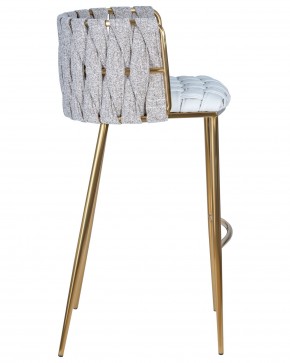 Стул барный DOBRIN EMMA GOLD, белый PU (T-01), белая ткань (F-49) в Карталах - kartaly.ok-mebel.com | фото 3