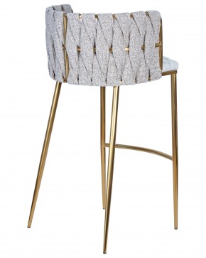 Стул барный DOBRIN EMMA GOLD, белый PU (T-01), белая ткань (F-49) в Карталах - kartaly.ok-mebel.com | фото 4