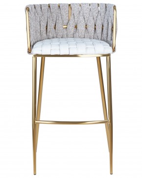 Стул барный DOBRIN EMMA GOLD, белый PU (T-01), белая ткань (F-49) в Карталах - kartaly.ok-mebel.com | фото 5