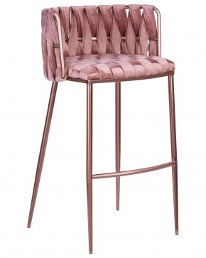 Стул барный DOBRIN EMMA ROSE GOLD, розовый велюр (VF-10) в Карталах - kartaly.ok-mebel.com | фото