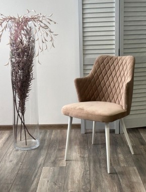Стул HERMAN 360 град. БЕЖЕВЫЙ #5, велюр / белый каркас М-City в Карталах - kartaly.ok-mebel.com | фото 4