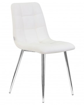 Стул обеденный DOBRIN ALEX, хром ножки, белая экокожа (P-02) в Карталах - kartaly.ok-mebel.com | фото