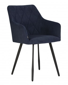 Стул обеденный DOBRIN ROBY, ЭМАЛЬ ЧЕРНЫЙ МУАР велюр Catania Dark Blue в Карталах - kartaly.ok-mebel.com | фото