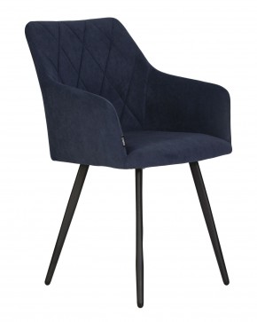 Стул обеденный DOBRIN ROBY, ЭМАЛЬ ЧЕРНЫЙ МУАР велюр Catania Dark Blue в Карталах - kartaly.ok-mebel.com | фото 2