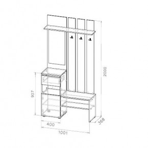 Токио Вешалка с зеркалом в Карталах - kartaly.ok-mebel.com | фото 3