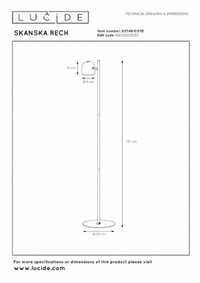 Торшер Lucide Skanska Rech 3749/03/15 в Карталах - kartaly.ok-mebel.com | фото 5