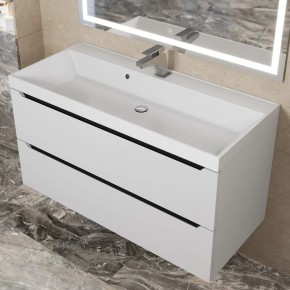 Тумба под раковину Uperwood Tanos 100 см, подвесная, белая/графит в Карталах - kartaly.ok-mebel.com | фото 10