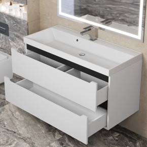 Тумба под раковину Uperwood Tanos 100 см, подвесная, белая/графит в Карталах - kartaly.ok-mebel.com | фото 9