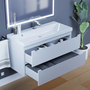 Тумба под раковину Uperwood Tanos 100 см, подвесная, белая матовая в Карталах - kartaly.ok-mebel.com | фото 9