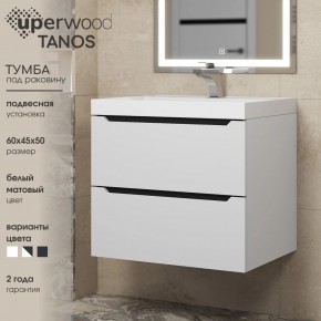 Тумба под раковину Uperwood Tanos 60 см, подвесная, белая/графит в Карталах - kartaly.ok-mebel.com | фото 3