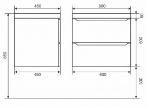 Тумба под раковину Uperwood Tanos 60 см, подвесная, белая/графит в Карталах - kartaly.ok-mebel.com | фото 6